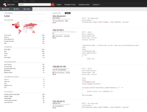 Shodan IoT Search Engine screen capture