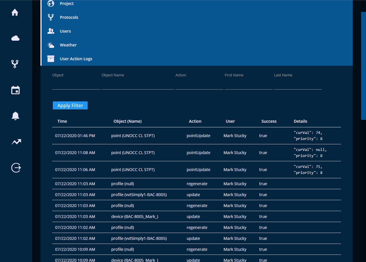 KMC Commander User Action Log