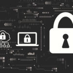 Internet network security concept with person using a laptop computer