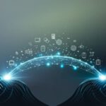 A bridge of light linking technology and data, symbolizing the interconnectedness of the digital age, fostering communication and innovation.