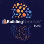 Banner for BuildingGeniuses blog featuring colorful interconnected molecules on a dark blue background with logo text 'BuildingGeniuses BLOG'.